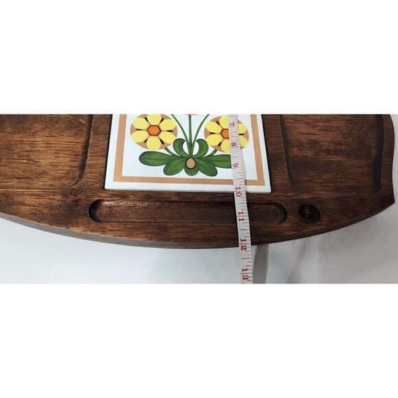 Vintage 70s Gail Craft Wood & Ceramic Cheese Board - Picture 2 of 5